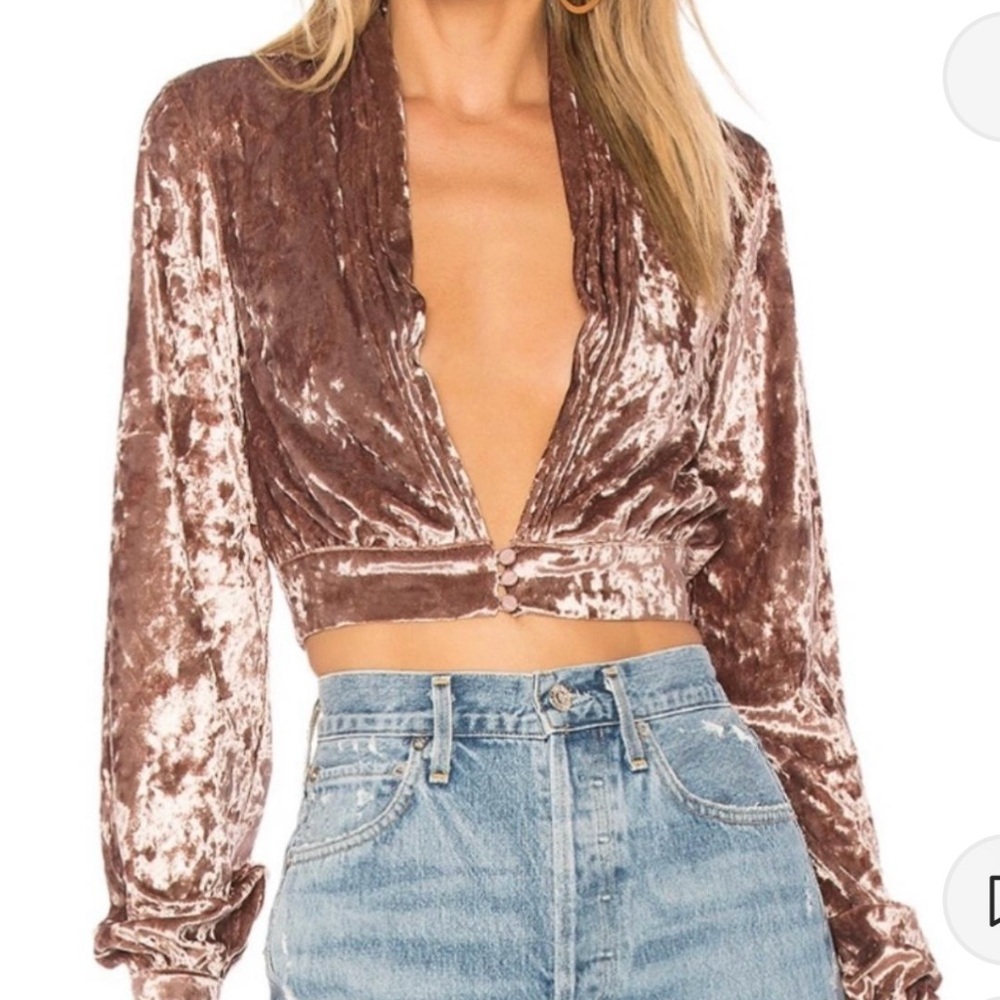 Lovers + Friends (Revolve)NWT Velvet Deep V Crop Size XS